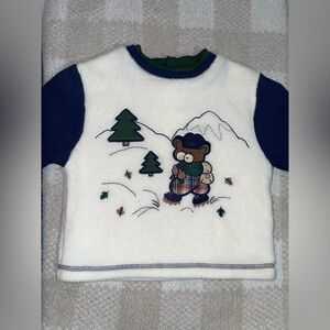 Cute Bear and Tree Embroidered Sweater